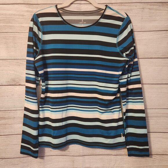 Lands End Small striped long sleeve activewear casual fall spring top - Picture 1 of 8